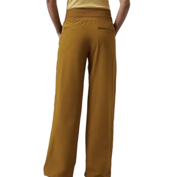 ATHLETA Nolita Wide Leg Pant Size 6 Brass Gold High Waist Pull On Lightweight - Picture 2 of 9